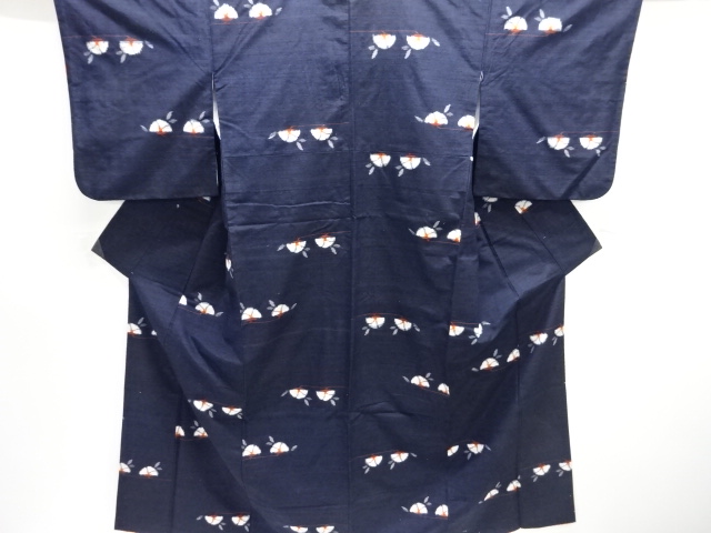 JAPANESE KIMONO / TSUMUGI / WOVEN ABSTRACT BRANCH FLOWER